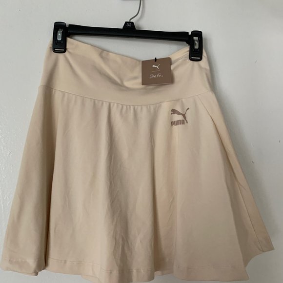 ASOS PUMA x STEF FIT Mini Tennis Skirt Foldable waist in Sand Beige size Large - Picture 2 of 3